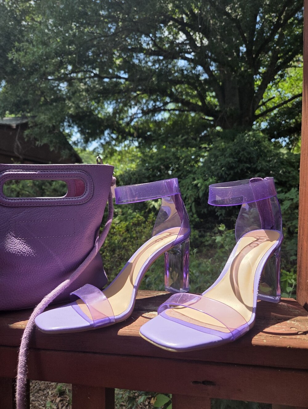 ✨️ LN Lilac Clear Strap Block Heel Sandals